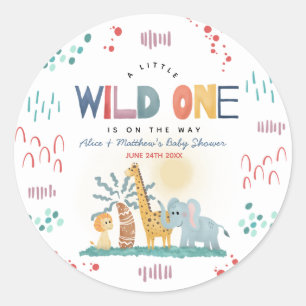Wild One Safari Animals Baby Shower Runder Aufkleber