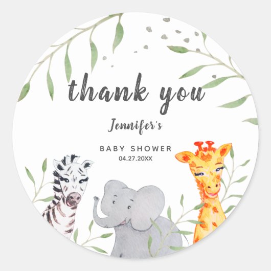 Wild One Safari Animals Baby Shower Sticker (Vorderseite)
