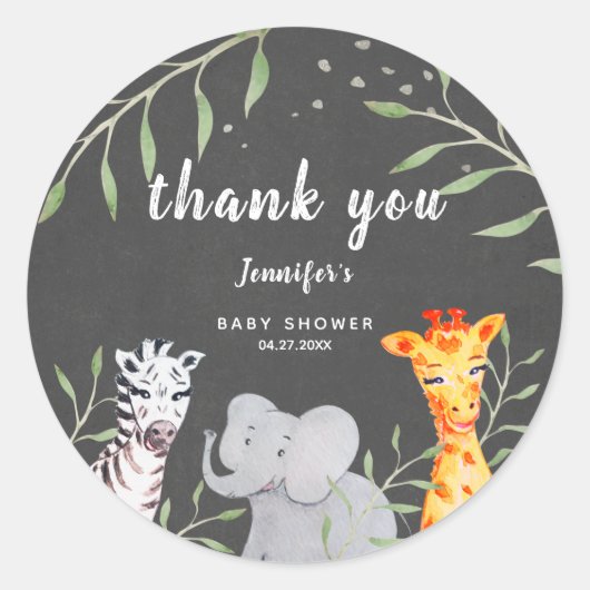 Wild One Safari Animals Baby Shower Sticker (Vorderseite)