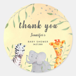 Wild One Safari Animals Baby Shower Sticker