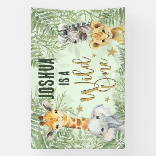 Wild One Safari Animals Begrüßungsbanner Banner (Vertikal)