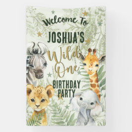 Wild One Safari Animals Begrüßungsbanner Banner