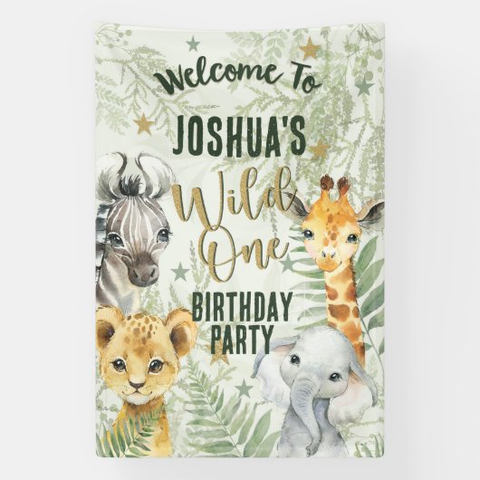 Wild One Safari Animals Begrüßungsbanner Banner (Vertikal)