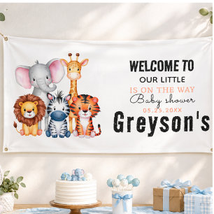 Wild One Safari Animals Boy Baby Shower Banner