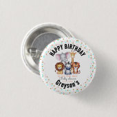 Wild One Safari Animals Boy Baby Shower Button (Vorne & Hinten)