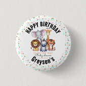 Wild One Safari Animals Boy Baby Shower Button (Vorderseite)