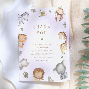Wild One Safari Animals Boy Baby Shower Dankeskarte