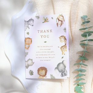 Wild One Safari Animals Boy Baby Shower Dankeskarte