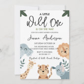 Wild One Safari Animals Boy Baby Shower Einladung (Vorderseite)