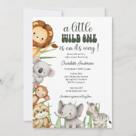 Wild One Safari Animals Boy Baby Shower Einladung
