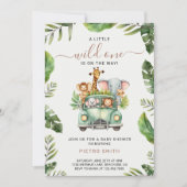 Wild One Safari Animals Boy Baby Shower Einladung (Vorderseite)