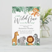 Wild One Safari Animals Boy Baby Shower Einladung (Stehend Vorderseite)