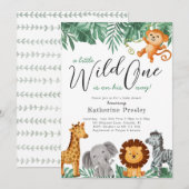 Wild One Safari Animals Boy Baby Shower Einladung (Vorne/Hinten)
