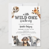 Wild One Safari Animals Boy Baby Shower Einladung (Vorderseite)