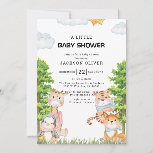 Wild One Safari Animals Boy Baby Shower Einladung (Vorderseite)