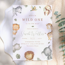 Wild One Safari Animals Boy Baby Shower