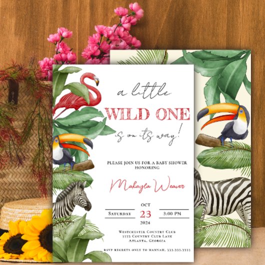 Wild One Safari Animals Boy Baby Shower Einladung