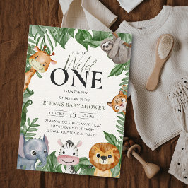 Wild One Safari Animals Boy Baby Shower Einladung