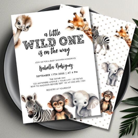 Wild One Safari Animals Boy Baby Shower Einladung