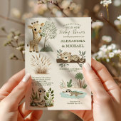 Wild One Safari Animals Boy Baby Shower Einladung