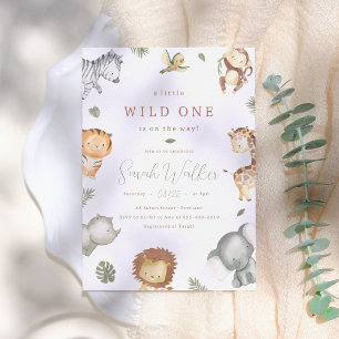 Wild One Safari Animals Boy Baby Shower Einladung