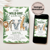 Wild One Safari Animals Boy Baby Shower Einladung