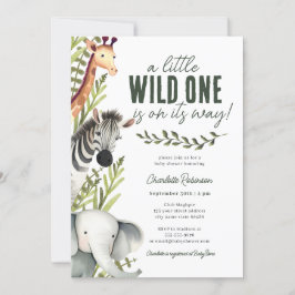 Wild One Safari Animals Boy Baby Shower Einladung