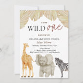 Wild One Safari Animals Boy Baby Shower Einladung (Vorderseite)