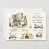 Wild One Safari Animals Boy Baby Shower Einladung (Vorderseite)