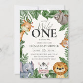 Wild One Safari Animals Boy Baby Shower Einladung (Vorderseite)