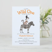 Wild One Safari Animals Boy Baby Shower Einladung (Stehend Vorderseite)