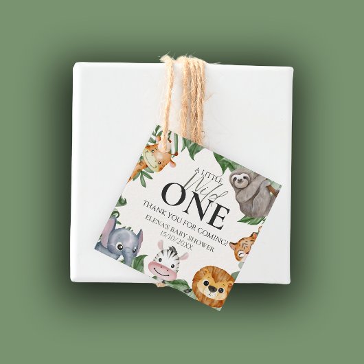 Wild One Safari Animals Boy Baby Shower Geschenkanhänger