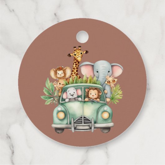 Wild One Safari Animals Boy Baby Shower Geschenkanhänger (Rückseite)