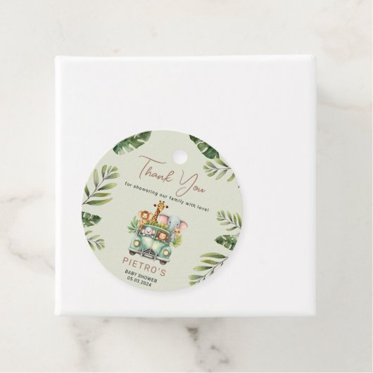 Wild One Safari Animals Boy Baby Shower Geschenkanhänger (Beispiel)