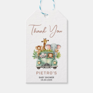 Wild One Safari Animals Boy Baby Shower Geschenkanhänger