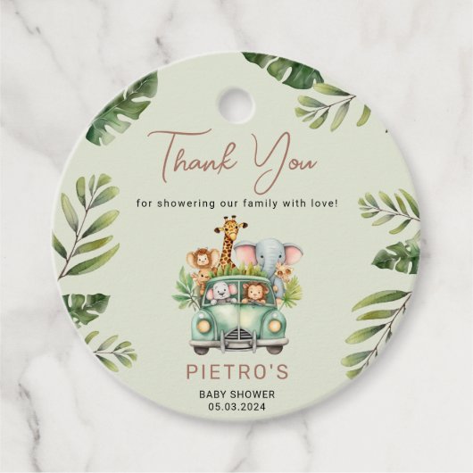 Wild One Safari Animals Boy Baby Shower Geschenkanhänger (Vorderseite)