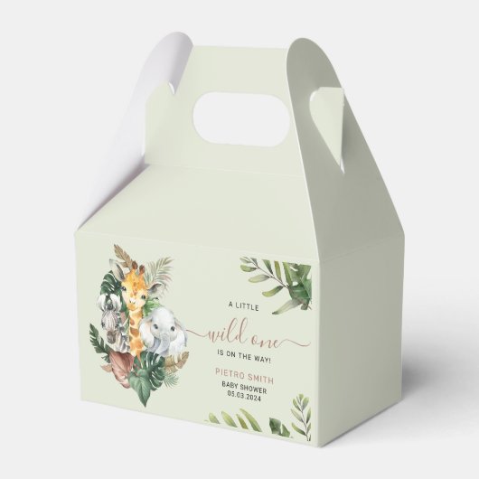 Wild One Safari Animals Boy Baby Shower Geschenkschachtel (Vorderseite)