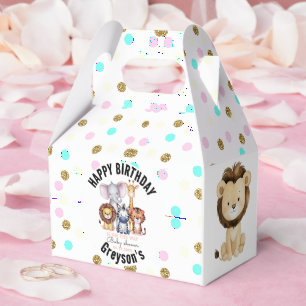 Wild One Safari Animals Boy Baby Shower Geschenkschachtel