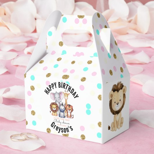 Wild One Safari Animals Boy Baby Shower Geschenkschachtel (Hochzeit)