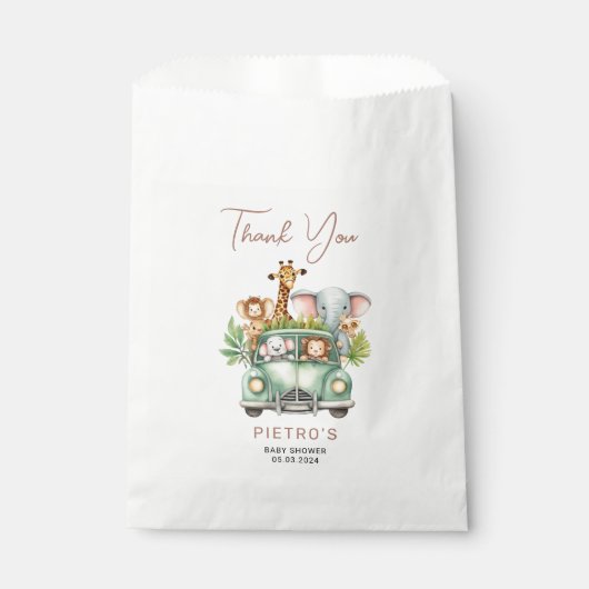 Wild One Safari Animals Boy Baby Shower Geschenktütchen (Vorderseite)
