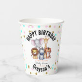 Wild One Safari Animals Boy Baby Shower Pappbecher (Rückseite)