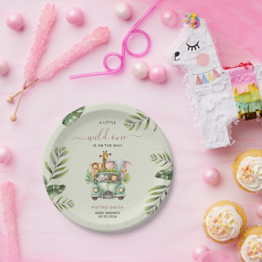 Wild One Safari Animals Boy Baby Shower Pappteller (Party)