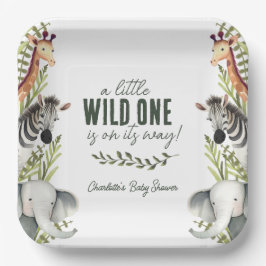 Wild One Safari Animals Boy Baby Shower Pappteller