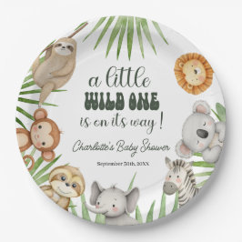 Wild One Safari Animals Boy Baby Shower Pappteller