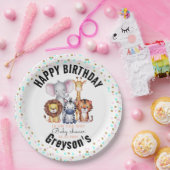 Wild One Safari Animals Boy Baby Shower Pappteller (Party)