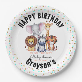 Wild One Safari Animals Boy Baby Shower Pappteller