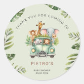 Wild One Safari Animals Boy Baby Shower Runder Aufkleber (Vorderseite)