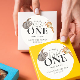 Wild One Safari Animals Boy Baby Shower Runder Aufkleber