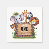 Wild One Safari Animals Boy Baby Shower Serviette (Vorderseite)