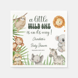 Wild One Safari Animals Boy Baby Shower Serviette
